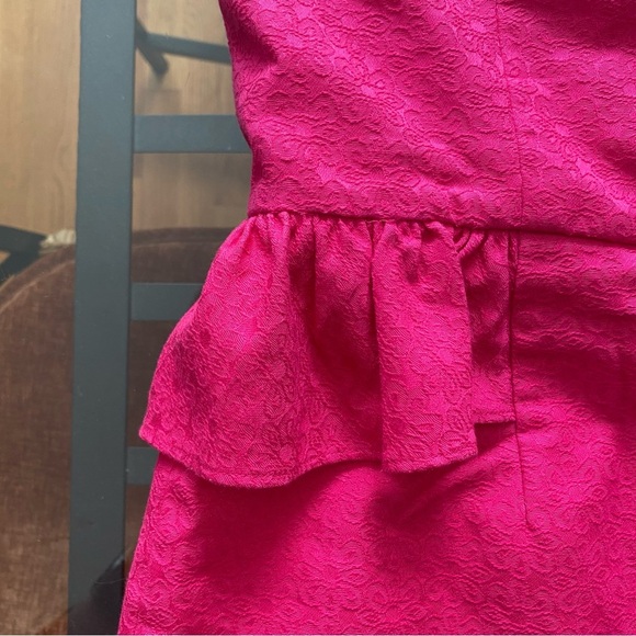 Lilly Pulitzer Azalea Pink Strapless Embroidered Peplum Maybell Dress 4 - Picture 7 of 16